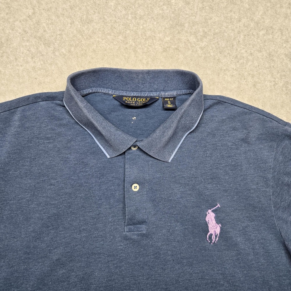 Polo Golf Ralph Lauren Polo Shirt Mens XL Blue Pro Fit Big Pony Casual Peru - Picture 3 of 16